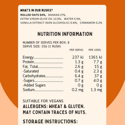 Nutrition information for Lil’ Nibbles Teething Rusks – safe, nourishing baby snack, biscuit and teething rusk made from wholefood ingredients, without sugar or nasties