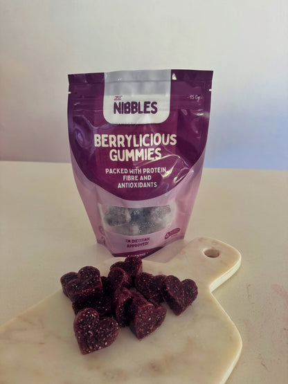 Lil’ Nibbles Berrylicious Gummies – dietitian-created, ready-made kids snack and healthy lolly full of protein and fibre, with no nasties or preservatives