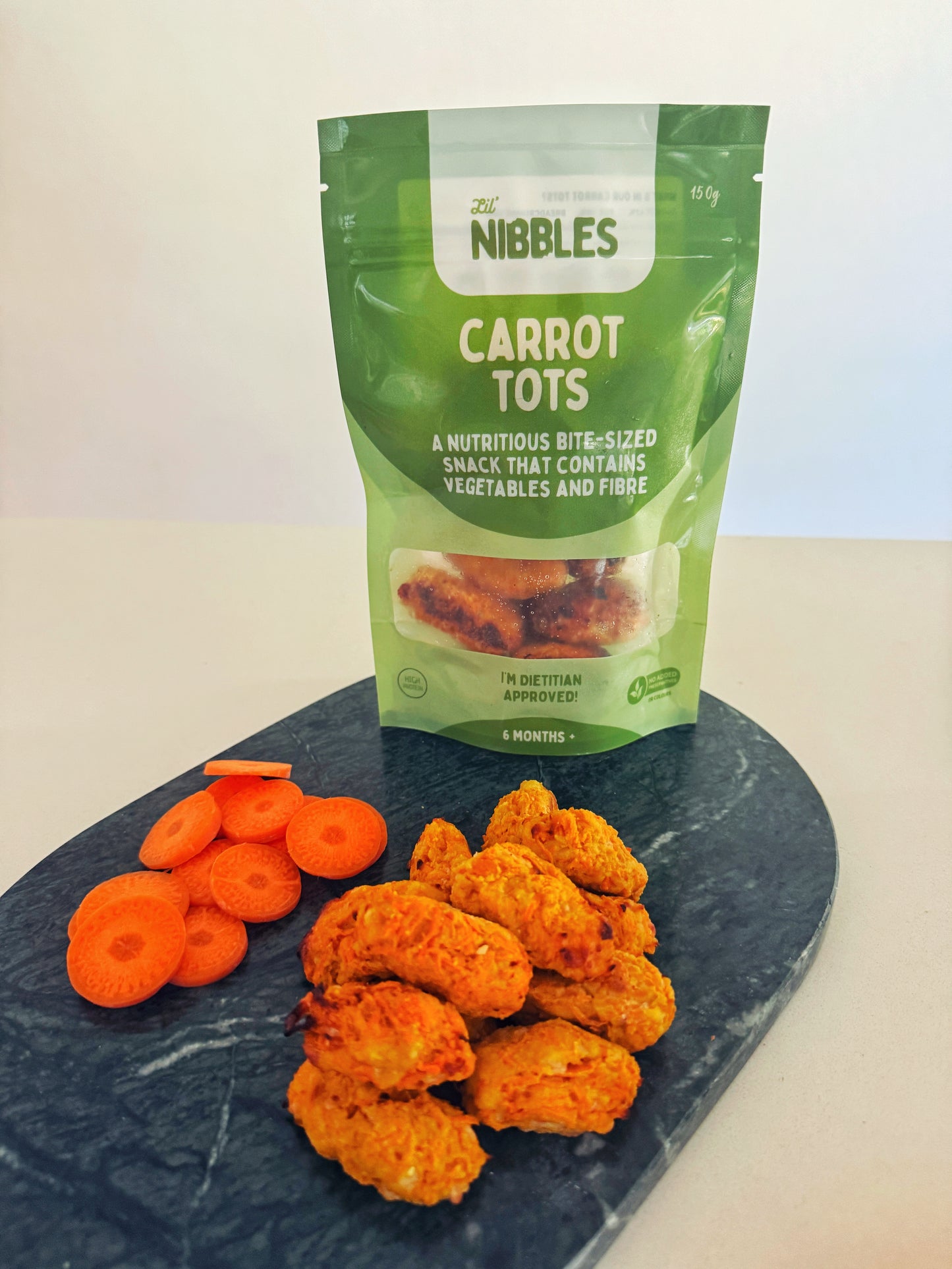 Lil' Nibbles carrot tots healthy veggie baby and toddler snack